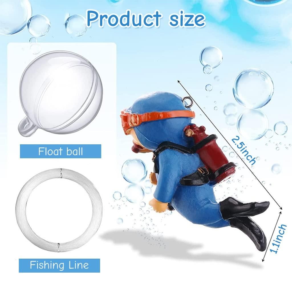 Diver Cartoon Aquarium Floating Cute Resin 2pc