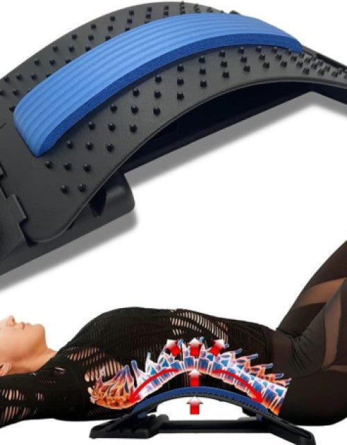 Back Pain Relief Back Stretcher Spinal Curve Back Relaxation Device Massager Bed Chair Full Set Lumber Region Posture Corrector Acupressure Lower & Upper Muscle-Plastic,Multi