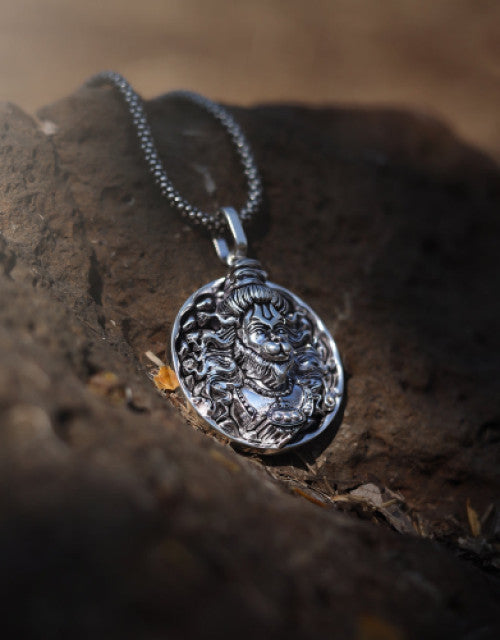 Men's Silver Chain with Hanuman Pendant