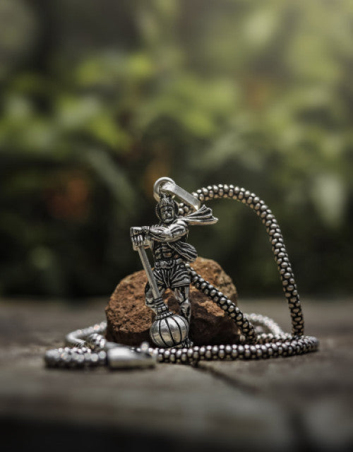 |Men's Silver Chain with Hanuman Pendant